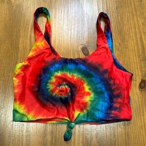 Zaful Tie Dye Bikini top knot front size 6 Medium NWOT buttery soft fabric